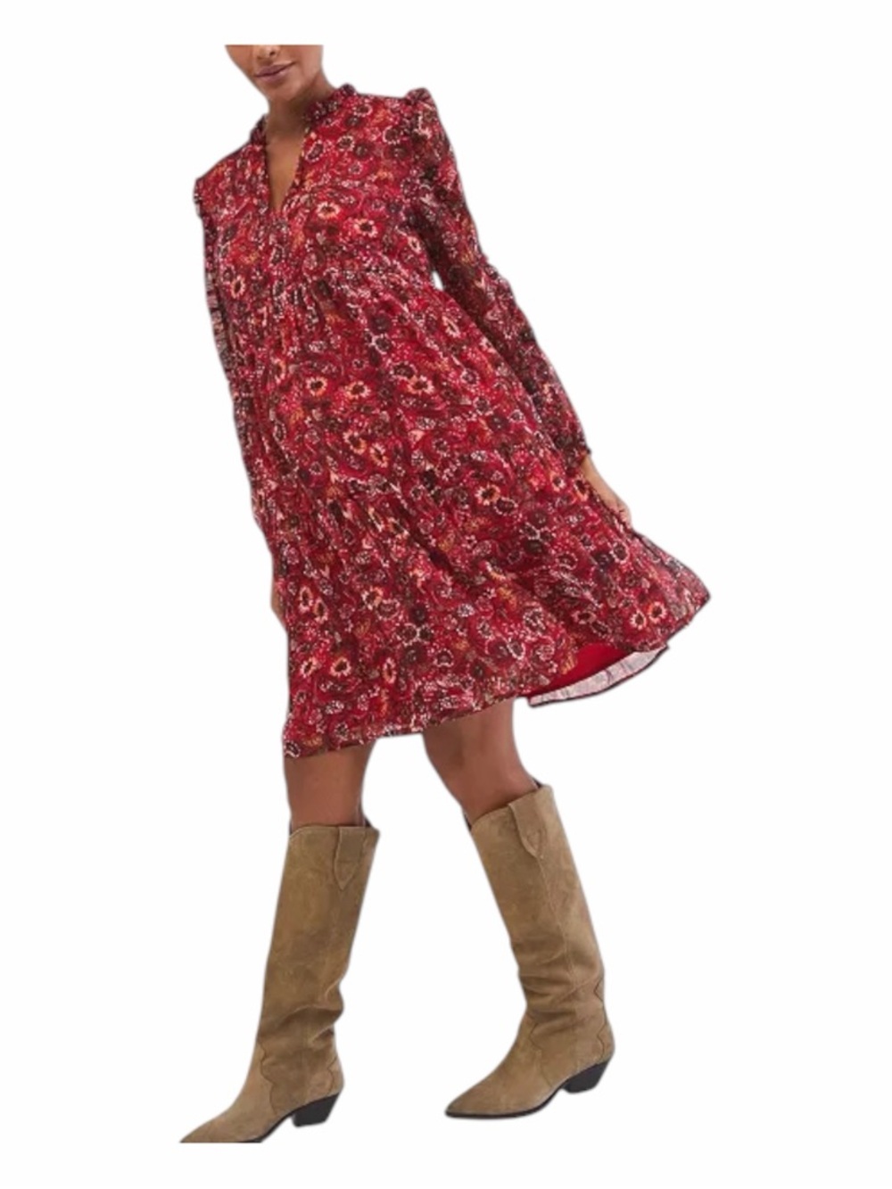 NWT! Motherhood Maternity Crinkle Chiffon Ruffled-Sleeve Maternity Dress. Medium